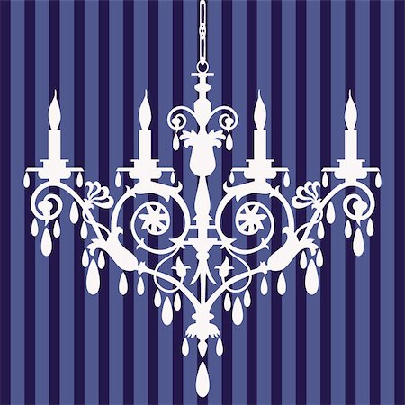 Baroque candlestick silhouette at wallpaper, full scalable vector graphic included Eps v8 and 300 dpi JPG. Stock Photo - Budget Royalty-Free & Subscription, Code: 400-04694228