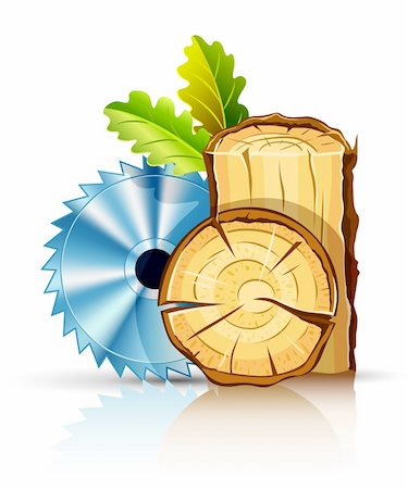 woodworking industry wood with circular saw vector illustration isolated on white background Stock Photo - Budget Royalty-Free & Subscription, Code: 400-04694238