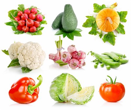 simsearch:400-05664164,k - set vegetables with green leaves isolated on white background Stock Photo - Budget Royalty-Free & Subscription, Code: 400-04694319