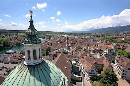 simsearch:400-06419651,k - Cityscape of Solothurn, Switzerland.  Taken from a church tower overlooking the city. Photographie de stock - Aubaine LD & Abonnement, Code: 400-04694670