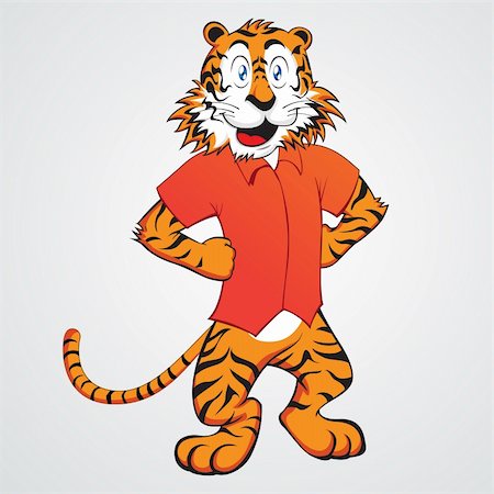 Funny tiger cartoon character.  This image is a vector illustration and can be scaled to any size without loss of resolution. Included are a .eps and hires jpeg file. You will need a vector editor such as Adobe Illustrator or Coreldraw to use this file.  Each object are grouped and background are on separate layer for easy editing.  All works were created in adobe illustrator. Foto de stock - Super Valor sin royalties y Suscripción, Código: 400-04694818