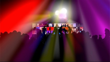 silhouette of dancers at party - Animation showing various people dancing against a screen in high definition Photographie de stock - Aubaine LD & Abonnement, Code: 400-04694851