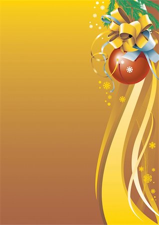 simsearch:400-04195359,k - Christmas background for a holiday card in golden color, with Christmas-tree decorations, vector illustration Foto de stock - Super Valor sin royalties y Suscripción, Código: 400-04694874