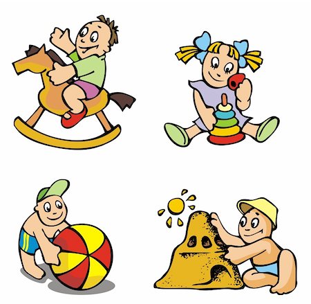 family on sand drawing - Set of cartoon drawing of children, babies, different activities, vector illustration Photographie de stock - Aubaine LD & Abonnement, Code: 400-04694889