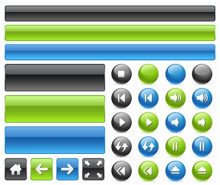 download - Gel web buttons & music controls icons. Buttons, Signs and Shadows in different layers.-eps8- Foto de stock - Super Valor sin royalties y Suscripción, Código: 400-04694922