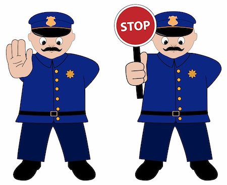 police cartoon characters - vector policeman illustration on white background Stock Photo - Budget Royalty-Free & Subscription, Code: 400-04694992