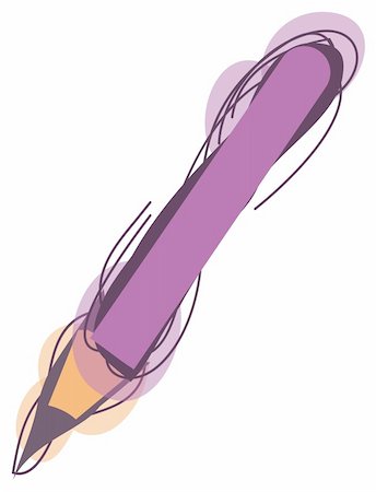 illustration drawing of a purple pen isolate in a white background Stock Photo - Budget Royalty-Free & Subscription, Code: 400-04696106