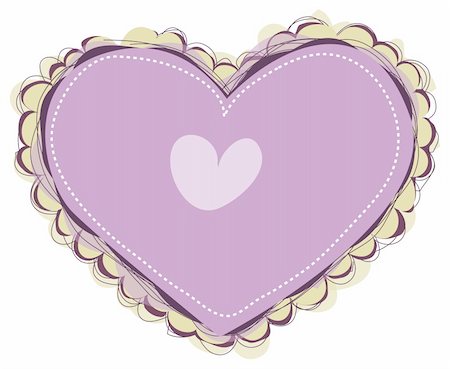 simsearch:400-08411566,k - purple heart with lace isoalte in a white background Stockbilder - Microstock & Abonnement, Bildnummer: 400-04696111