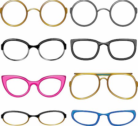 simsearch:400-07570271,k - Collection glasses for every taste!. Simply dress them on the nose! EPS 8, AI, JPEG Photographie de stock - Aubaine LD & Abonnement, Code: 400-04696428