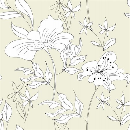 simsearch:400-04696472,k - Floral seamless wallpaper Stock Photo - Budget Royalty-Free & Subscription, Code: 400-04696472