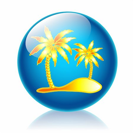 simsearch:400-06069285,k - Illustration summer season palm beach glossy icon Stock Photo - Budget Royalty-Free & Subscription, Code: 400-04696704