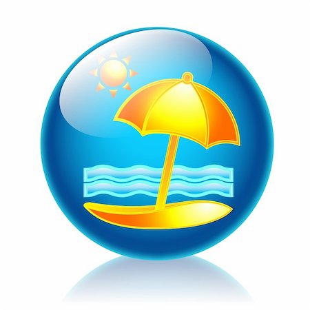 simsearch:400-06069285,k - Illustration summer season beach glossy icon Stock Photo - Budget Royalty-Free & Subscription, Code: 400-04696706