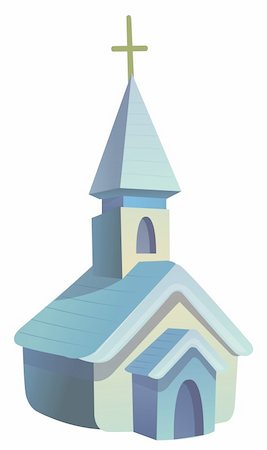 simsearch:400-07839851,k - a church with blue roof isolate in a white background Photographie de stock - Aubaine LD & Abonnement, Code: 400-04696712