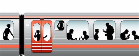 Editable vector illustration of passengers on a train Stock Photo - Budget Royalty-Free & Subscription, Code: 400-04697000