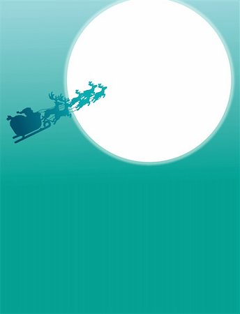 simsearch:400-05081908,k - Illustration of Santa Claus and his reindeer sleigh in silhouette against a blue background Photographie de stock - Aubaine LD & Abonnement, Code: 400-04697163