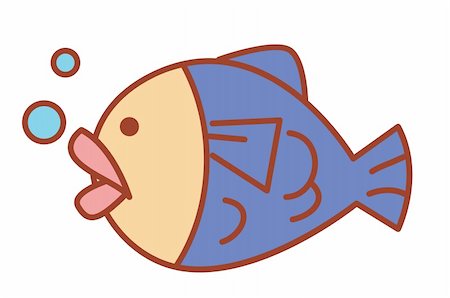 fresh blue fish - a nice drawing of a cute fish Stock Photo - Budget Royalty-Free & Subscription, Code: 400-04697489