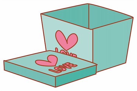 a green gift box with a red heart on it Stock Photo - Budget Royalty-Free & Subscription, Code: 400-04697507