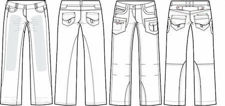 dress outline sketch - Ladies Jeans Boyfriend Stock Photo - Budget Royalty-Free & Subscription, Code: 400-04697539