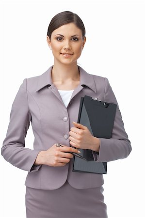 shyshka (artist) - Portrait of a young confident businesswoman holding a clipboard Photographie de stock - Aubaine LD & Abonnement, Code: 400-04697559