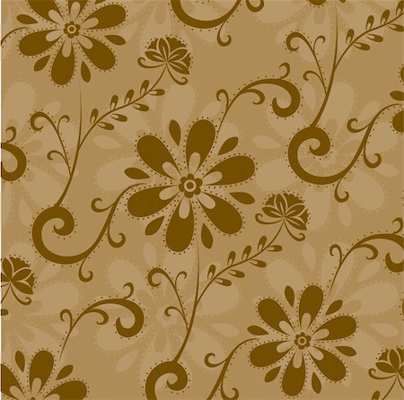 simsearch:400-05233461,k - a beautiful drawing of flower pattern on a brown background Photographie de stock - Aubaine LD & Abonnement, Code: 400-04697840