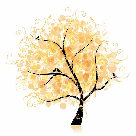 simsearch:400-04256433,k - Art tree beautiful, golden leaf Photographie de stock - Aubaine LD & Abonnement, Code: 400-04697862