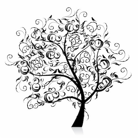 simsearch:400-04597022,k - Art tree beautiful, black silhouette Stock Photo - Budget Royalty-Free & Subscription, Code: 400-04697863