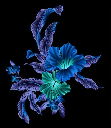 simsearch:400-04697736,k - blue flower with lighting in a black background Stock Photo - Budget Royalty-Free & Subscription, Code: 400-04697981