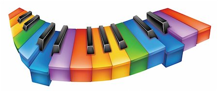 beautiful colourful piano keyboard in a white background Stock Photo - Budget Royalty-Free & Subscription, Code: 400-04698030