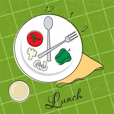 simsearch:400-04291488,k - Vector illustration of a plate with hours for lunch Stock Photo - Budget Royalty-Free & Subscription, Code: 400-04698060