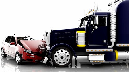 An accident between a red car and a truck Stock Photo - Budget Royalty-Free & Subscription, Code: 400-04698141