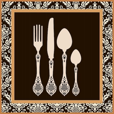 simsearch:400-05671705,k - Vector silhouettes of  cutlery, design for food concept. Full scalable vector graphic included Eps v8 and 300 dpi JPG. Stock Photo - Budget Royalty-Free & Subscription, Code: 400-04698234