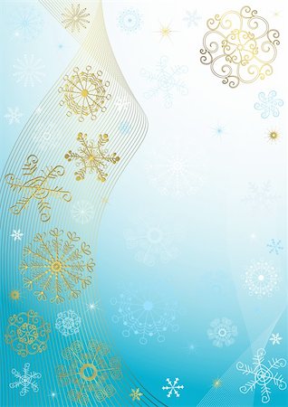 simsearch:400-04728067,k - Abstract christmas blue frame with white and golden snowflakes and lines (vector) Foto de stock - Super Valor sin royalties y Suscripción, Código: 400-04698804