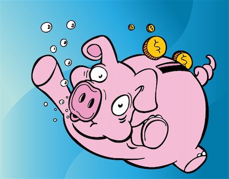 piggy banks losing money - An image of a drowning piggy bank. Stock Photo - Budget Royalty-Free & Subscription, Code: 400-04698927