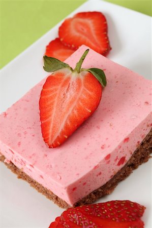 Dessert with strawberry mousse and fresh strawberries Stock Photo - Budget Royalty-Free & Subscription, Code: 400-04699534
