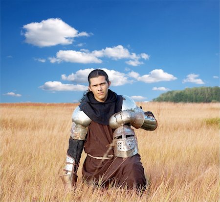 Medieval knight in the field with an axe Stock Photo - Budget Royalty-Free & Subscription, Code: 400-04699965