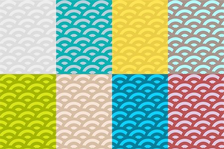 simsearch:400-06099272,k - Set of Eight Seamless Wave Patterns (+ seven color options inside) Stock Photo - Budget Royalty-Free & Subscription, Code: 400-04690004