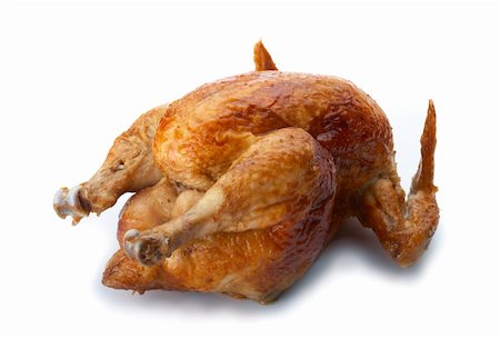 simsearch:400-07826555,k - Whole grilled chicken on white background. Fotografie stock - Microstock e Abbonamento, Codice: 400-04690275