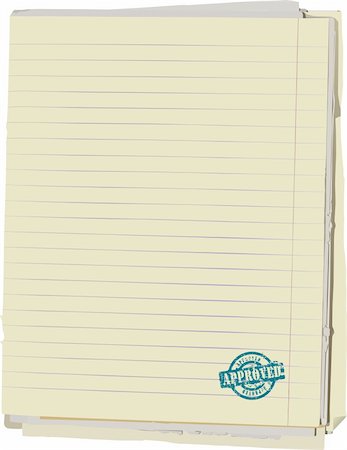 simsearch:400-05910182,k - Vector illustration of stack of old lined papers from note book and rubber stamp. Clipping path included to easy remove object shadow or replace background. Foto de stock - Super Valor sin royalties y Suscripción, Código: 400-04690289