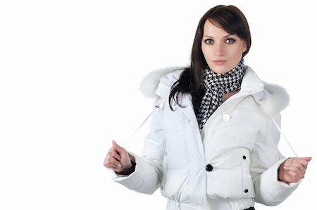 simsearch:400-06517383,k - beautiful happy woman in winter clothes. On white background Fotografie stock - Microstock e Abbonamento, Codice: 400-04690366