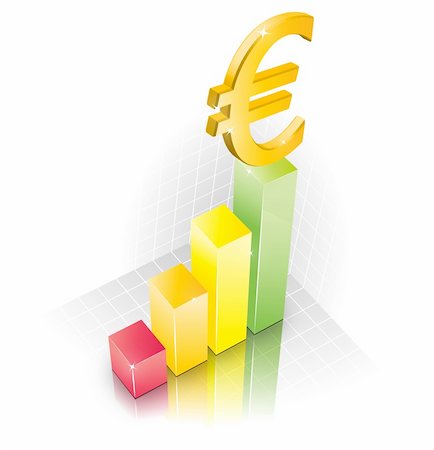 simsearch:400-06093571,k - 3D Euro Chart illustration width reflection Photographie de stock - Aubaine LD & Abonnement, Code: 400-04690470