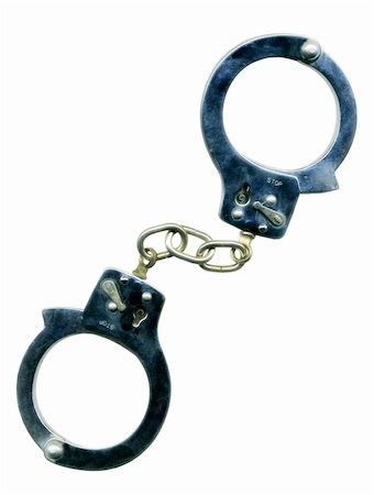 Old handcuffs iisolated on white background Stock Photo - Budget Royalty-Free & Subscription, Code: 400-04690587