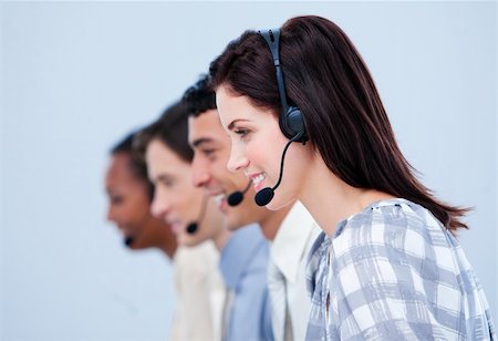 simsearch:400-04188205,k - Multi-ethnic customer service representatives in a call center Stock Photo - Budget Royalty-Free & Subscription, Code: 400-04690912