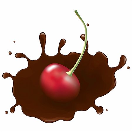 Chocolate-dipped Cherry With Splash, Isolated On White Stock Photo - Budget Royalty-Free & Subscription, Code: 400-04691206