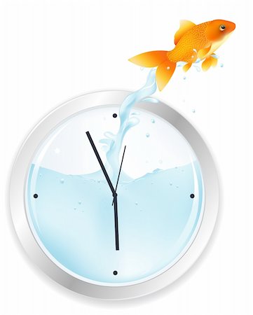 simsearch:400-04689966,k - Goldfish Jumping From Wall Clock, Isolated On White Photographie de stock - Aubaine LD & Abonnement, Code: 400-04691208