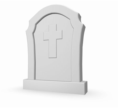 simsearch:400-06366826,k - gravestone with christian cross on white background - 3d illustration Stock Photo - Budget Royalty-Free & Subscription, Code: 400-04691311
