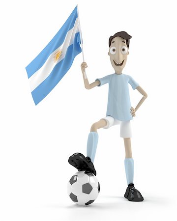 simsearch:400-04691397,k - Smiling cartoon style soccer player with ball and Argentina flag Stock Photo - Budget Royalty-Free & Subscription, Code: 400-04691344