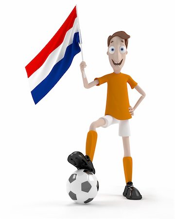 simsearch:400-07624970,k - Smiling cartoon style soccer player with ball and Netherland flag Foto de stock - Super Valor sin royalties y Suscripción, Código: 400-04691346