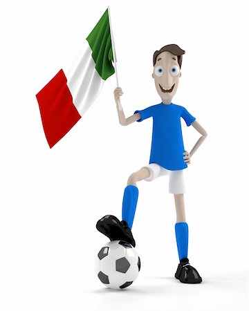 simsearch:400-04691397,k - Smiling cartoon style soccer player with ball and italy flag Stock Photo - Budget Royalty-Free & Subscription, Code: 400-04691343