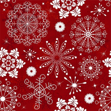 simsearch:400-04709734,k - Abstract christmas red seamless  pattern with handwork snowflakes (vector) Stock Photo - Budget Royalty-Free & Subscription, Code: 400-04691382