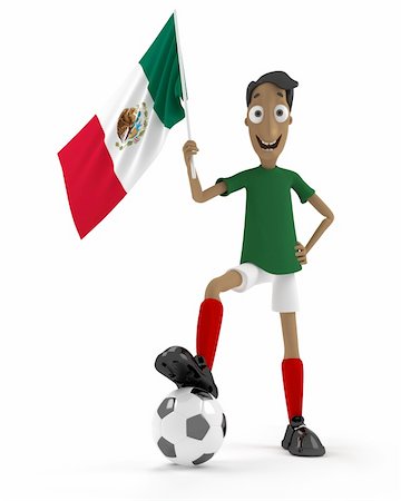 simsearch:400-04691397,k - Smiling cartoon style soccer player with ball and Mexico flag Stock Photo - Budget Royalty-Free & Subscription, Code: 400-04691395